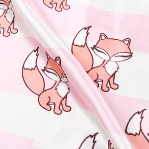 Baby Pink And White Kids Pattern Digital Print Japan Satin Fabric