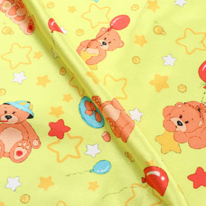 Bright Yellow And Orange Kids Pattern Digital Print Japan Satin Fabric