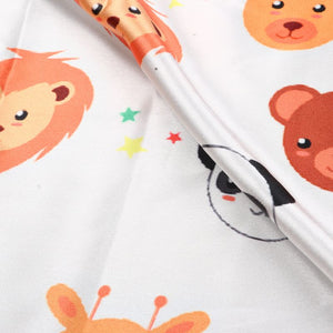 White And Orange Kids Pattern Digital Print Japan Satin Fabric
