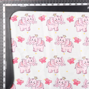 Baby Pink And White Kids Pattern Digital Print Japan Satin Fabric