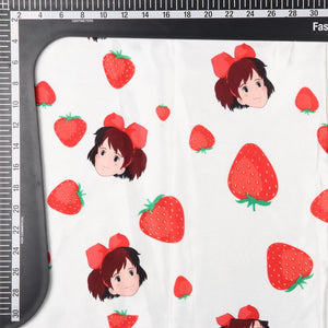 White And Red Kids Pattern Digital Print Japan Satin Fabric