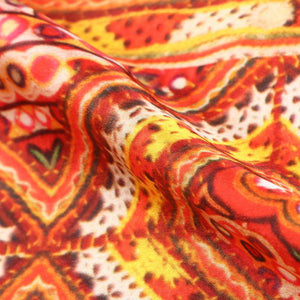 Yellow And Red Gamthi Pattern Digital Print Fabric
