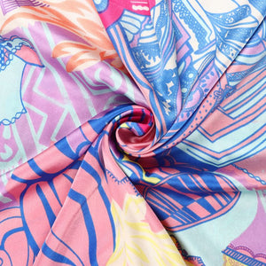 Multicolor Floral Digital Printed Japan Satin Fabric, Multicolour