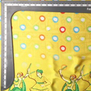 Yellow And Green Gamthi Pattern Digital Print Fabric