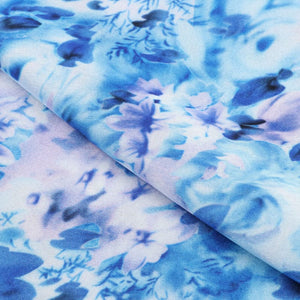 Blue And Purple Abstract Pattern Digital Print Japan Satin Fabric