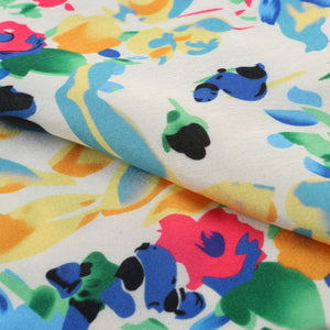 Multi Color Floral Pattern Digital Print Japan Satin Fabric