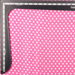 Pink And White Polka Dots Pattern Digital Print Japan Satin Fabric