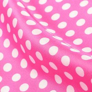 Pink And White Polka Dots Pattern Digital Print Japan Satin Fabric