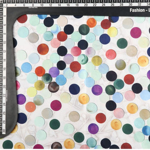 Multi Color Polka Dots Pattern Digital Print Japan Satin Fabric