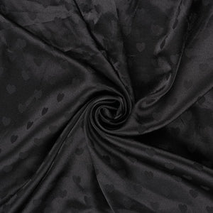 Black Heart Pattern Dyed Jacquard Japan Satin  Fabric