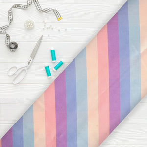 Multi Color Stripes Pattern Screen Print Japan Satin Fabric