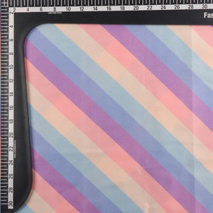 Multi Color Stripes Pattern Screen Print Japan Satin Fabric