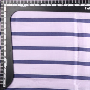 Dusty Lavender And Blue Stripes Pattern Screen Print Japan Satin Fabric