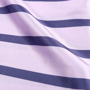 Dusty Lavender And Blue Stripes Pattern Screen Print Japan Satin Fabric