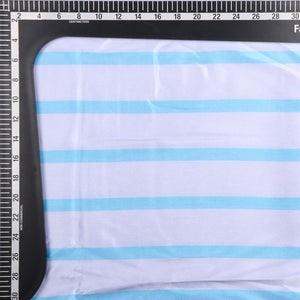 Lavender And Sky Blue Stripes Pattern Screen Print Japan Satin Fabric