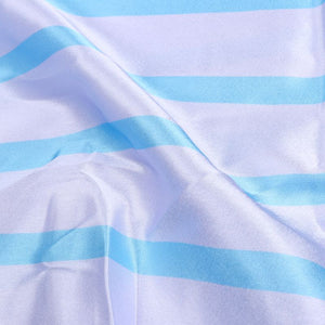 Lavender And Sky Blue Stripes Pattern Screen Print Japan Satin Fabric