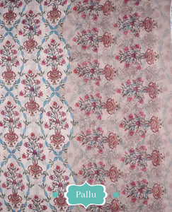 Tan Brown Floral Pattern Digital Print Kota Doria Saree With Blouse