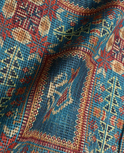 Teal Blue And Brown Traditional Pattern Digital Print Kota Doria Saree With Blouse