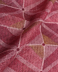 Burgundy Geometric Pattern Digital Print Kota Doria Saree With Blouse