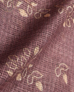 Brown And Golden Leaf Pattern Digital Print Kota Doria Saree With Blouse