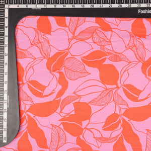 Rouge Pink And Orange Floral Pattern Screen Print Linen Lycra Fabric