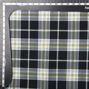 Black And  Green Checks Pattern Digital Print Crepe Fabric