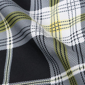 Black And  Green Checks Pattern Digital Print Crepe Fabric