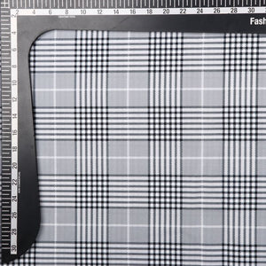 Black And  White Checks Pattern Digital Print Crepe Fabric