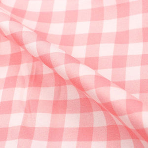 Salmon Red And  White Checks Pattern Digital Print Crepe Fabric