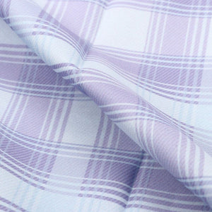 Sky Blue And  Lavender Checks Pattern Digital Print Crepe Fabric