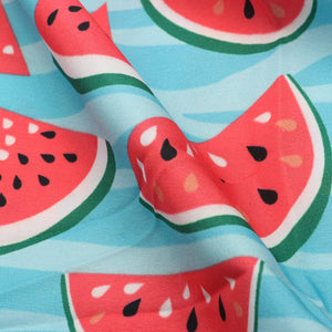 Turquoise And Red Fruit Pattern Digital Print Crepe Fabric