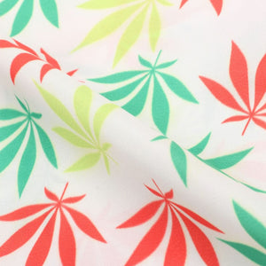 Red And Green Leaf Pattern Digital Print Crepe Fabric