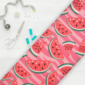 Pink And Red Fruit Pattern Digital Print Crepe Fabric