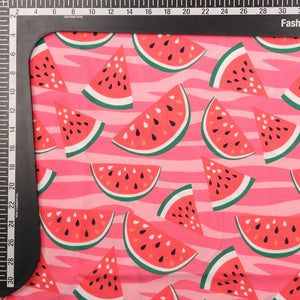 Pink And Red Fruit Pattern Digital Print Crepe Fabric