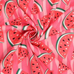 Pink And Red Fruit Pattern Digital Print Crepe Fabric