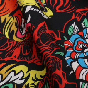 Black And Yellow Animal Pattern Digital Print Crepe Fabric