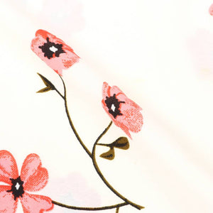 White And Salmon Red Floral Pattern Digital Print Micro Crepe Fabric