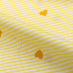 Yellow And White Heart Pattern Screen Print Crepe Fabric