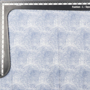 White And Blue Dot Pattern Screen Print Micro Crepe Fabric