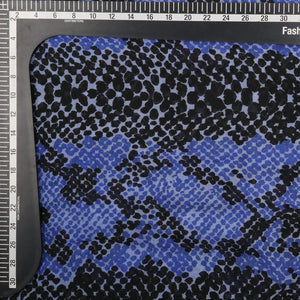 Black And Blue Snake Pattern Screen Print Mul Fabric