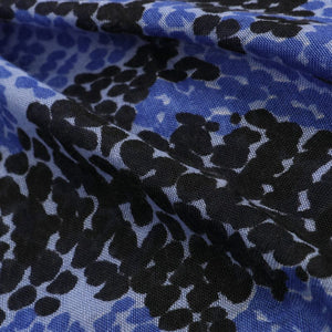 Black And Blue Snake Pattern Screen Print Mul Fabric