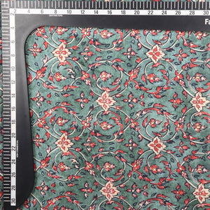 Green And Red Floral Pattern Digital Print Muslin Fabric