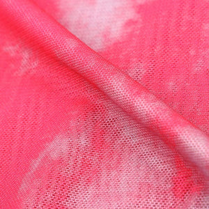 Pink And White Tie & Dye Pattern Digital Print Mesh Fabric