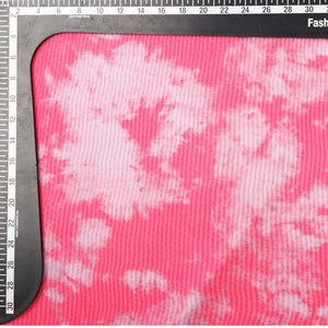 Pink And White Tie & Dye Pattern Digital Print Mesh Fabric