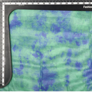 Green And Blue Tie & Dye Pattern Digital Print Mess Fabric