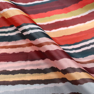 Multi Color Stripes Pattern Digital Print Liquid Organza Fabric