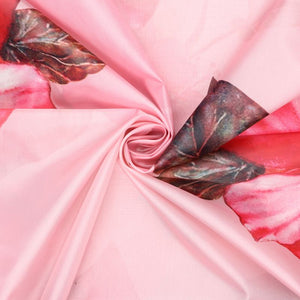 Dusty Pink And Red Floral Pattern Digital Print Liquid Organza Fabric