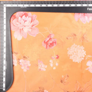 Yellow And Baby Pink Floral Pattern Digital Print Liquid Organza Fabric