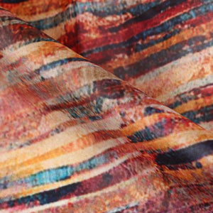 Brown And Orange Abstract Pattern Digital Print Liquid Organza Fabric