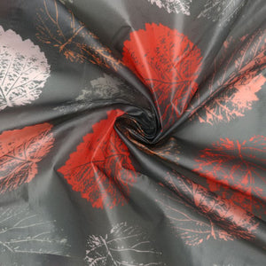 Black And Red Leaf Pattern Digital Print Liquid Organza Fabric